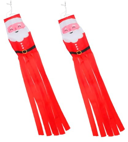 GARIOUANS 2 Stück Weihnachts Windsack Windrichtungsflagge Hängend mit Klassischem Muster für Innen Außen
