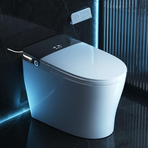 DeerValley Smart Toilet with Bidet Built in, Auto Open/Close, Customizable Spa Wash, 1000g MaP Auto Flush, Pump Assisted, Foam Shield, Heated Seat, Instant Warm Water, Dryer, Deodorization, ADA Height