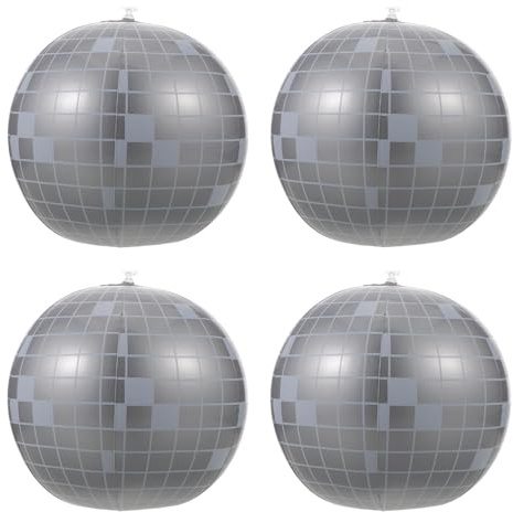 Kichvoe 4 palloncini da discoteca argentati - Decorazione a forma di palla da discoteca gonfiabile - Grandi ornamenti da appendere a forma di palla da spiaggia per feste di compleanno a tema retrò
