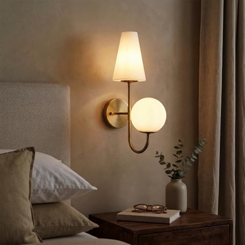 Tribesigns Gold Wandleuchte - Vintage Wandlampe mit 2xE14 Leuchtmitteln - Perfekt für Schlafzimmer & Wohnzimmer, Waschtischlampe Spiegelleuchte