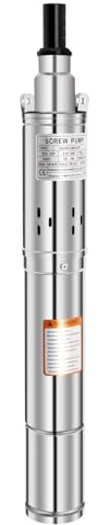 Pompa per pozzi profondi, 250 W, pompa a immersione portatile in acciaio inox con setaccio, portata massima 80 m, 1600 l/h, cavo da 20 m, IP68, pompa per fontana da 10,16 cm, 7,5 x 52 cm