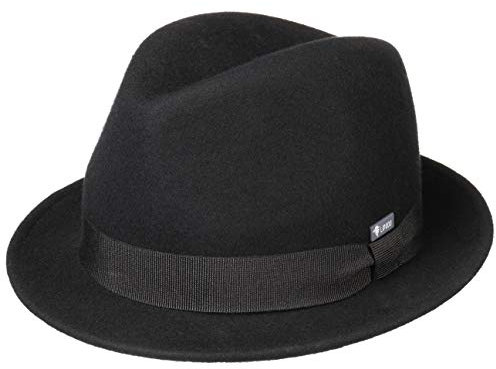 Lipodo Kinder Trilby Hut aus Wollfilz Made in Italy mit Ripsband Fedora Kids Sommer Winter schwarz-schwarz One Size