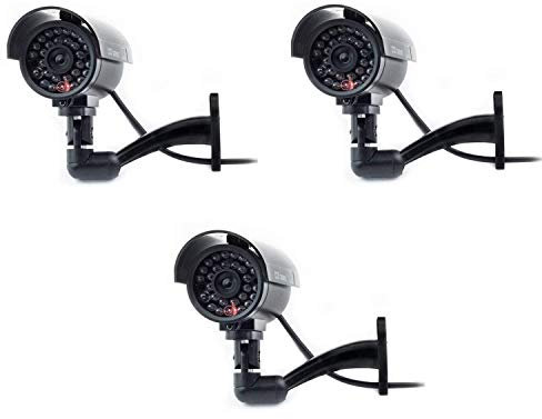 Digicharge Dummy CCTV Camera Outdoor Indoor Fake CCTV Security Imitation Surveillance Cam Flashing LED (3PCS, 3PCS)