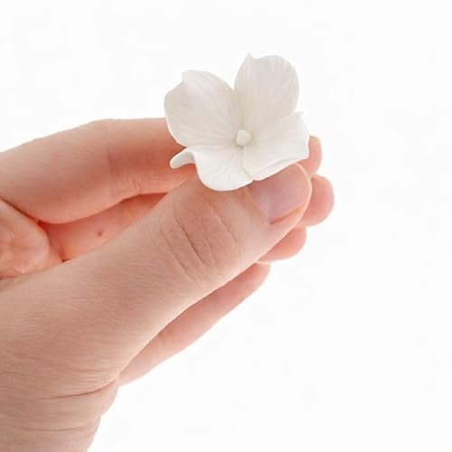 Global Sugar Art Hydrangea Blossom Sugar Cake Flowers, White with wire, 36 Count by Chef Alan Tetreault
