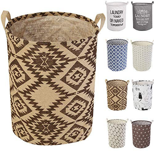 LessMo 17.7 Clasificador de Almacenamiento de Canastas de Lavandería, Cestos deLavandería Plegables, Ropa de Algodón Redonda Impermeable