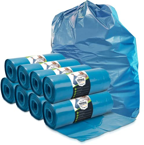 Bolsas de basura de 120 l, color azul, 300 unidades, extremadamente resistentes, bolsas de basura XXL, tipo 100 extra, bolsas de basura de 120 l, 70 µ, 700 x 1100 mm, LDPE, bolsa de basura grande, 120