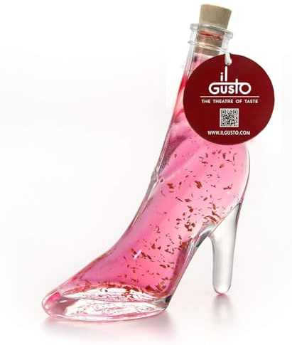IL GUSTO Pink Vodka Gift with 22K Gold Flakes – Luxury Premium Vodka in Lady Shoe Shaped Bottle, 40ml, 20% ABV – Unique Gift for Her