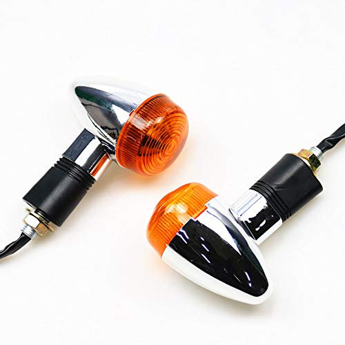 Chrom Motorrad 1 Paar Amber Bullet Blinker Kontrollleuchte für Harley Honda Kawasaki Suzuki Yamaha Cruiser Chopper Custom