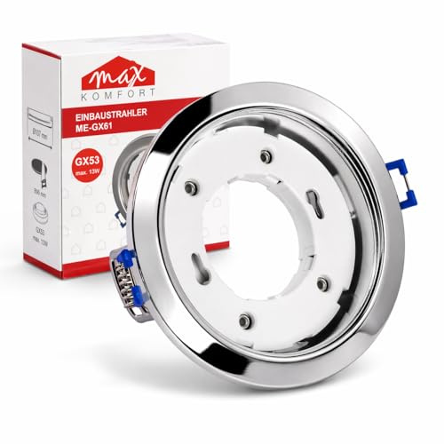 6er Set LED Einbaustrahler GX53 Fassung Weiß - Max 13W Einbauleuchte Deckenstrahler Ø90mm Bohrloch 35mm Flache Einbautiefe - Metall Deckenspot Einbauspot für Küche Wohnzimme GX61-CH