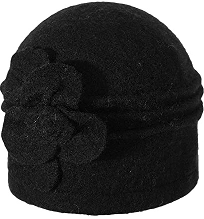 ZLYC Damen Winter Wolle Fischerhüte Blumen 1920s Vintage Bowler Hut