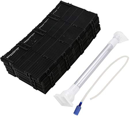 Hefddehy 20 Stueck Schwarz Kunststoff Aquarium Bodenfilter + Luftleitung Schlauch + Rohr