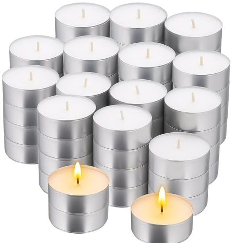 4 Hour Tea Light Candles 50 Pack Long-Burning Unscented Tealights for Home, Festivals, Weddings & Parties Celebrations, 4hr Tea Lights Candle Sets - ANGIX