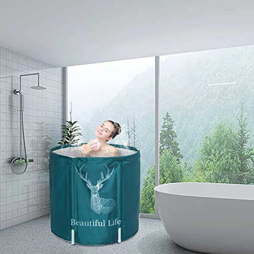 Sinbide plegable, de spa portátil, bañera de cubo, bañera de PVC de 3 capas, piscina, cubo de baño para adultos y bebés (Verde)