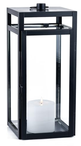 Skandinavisches Gartenwindlicht Edvin edel aus Metall in Schwarz 35 cm