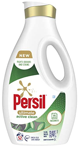 Persil Ultimate Active Clean Laundry Washing Liquid Detergent fights odours and stains for 14 days of freshness 52 Washes 1.404 L