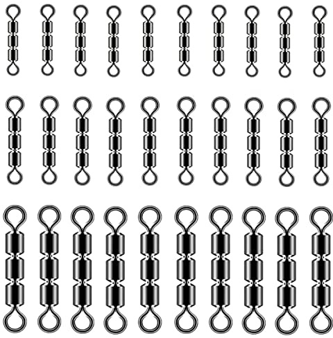 YULIAO 30Pcs Giratorio Accesorios de Pesca, Emerillones de Alta Velocidad, Pivotes de Pesca, Eslabón Giratorio de Pesca, Conector de Señuelo Giratorios, para Pesca en Mar, Barco y Río