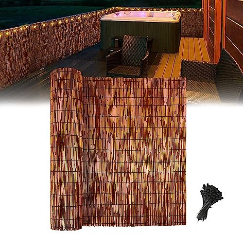 Schilf Sichtschutz Zaun Wetterfest Sonnenschutz Gartendeko Bambus Rollo Natürliches Schilfrollo Weidenzaunmatte Beschattung Gartensichtschutz Bambusrollo für Dach Terrasse Balkon Dachfenster ( Color :
