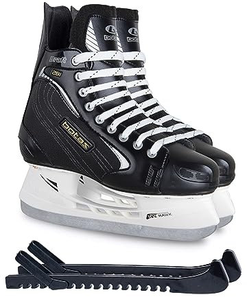 Botas - Draft 281 – Herren Eishockeyschlittschuhe | Hergestellt in Europa (Tschechische Republik) | Farbe: Schwarz, Größe Erwachsene 11 Bundle mit Skate Guards