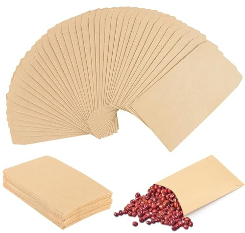 WDZGX Papiertüte Klein Samentüten Papiertütchen Samentütchen Kleine 6x10cm | 300Stk Papiertüten Mini Papier Leer Samensäckchen Braun Kraftpapiertüten Hochzeit Geschenk für Süßigkeiten Samen Geschenke