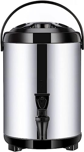 ANSNOW Dispensador de Agua Caliente Y Bebidas con Espiga, Acero Inoxidable, Urna de Café Comercial, Cubo Termo Aislado para Fiestas, Buffet, Hotel/Negro/10L