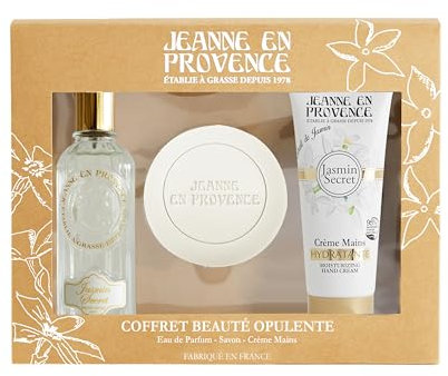 JEANNE EN PROVENCE - Coffret Cadeau pour Femme - Jasmin Secret - Eau de Parfum 60 ml + Crème mains 75 ml + Savon solide 100 GR - Fabriqué en France à Grasse