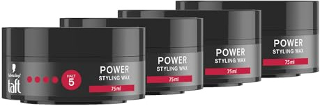 Schwarzkopf TAFT Styling Wax Power (4x 75ml), Haarwax für bis zu 48 Stunden Kraft-Halt, schonend für Haar und Kopfhaut, veganes, Styling-Wax, Haarwachs