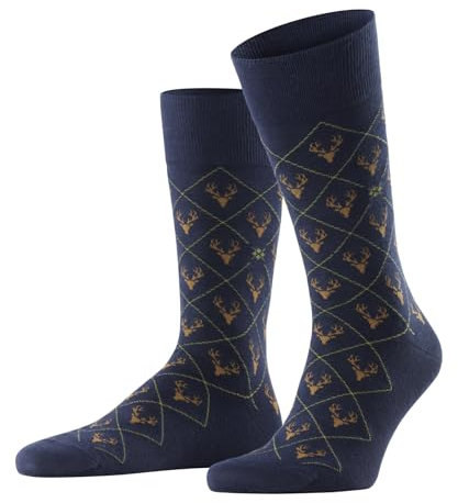Burlington Herren Socken St. Hubert M So Baumwolle gemustert 1 Paar, Blau Marine 6120, 40-46