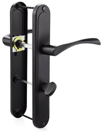 VERAMET® Ensemble de poignées de porte | Poignée de porte | Poignée pour portes de salle de bains | Noir mat 72mm | Poignée de porte WC | poignée de toilettes 72 mm