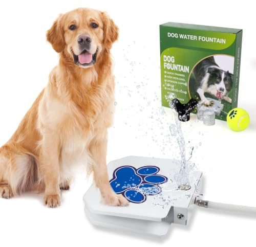 BACOENG Trinkbrunnen für Hund und Haustier, Wasserspielzeug für Hunde, Hund Wasser Gartenbrunnen, Outdoor Hunde Trinkbrunnen, Verbessertes Premium-Ventilset (Messing statt Plastik)