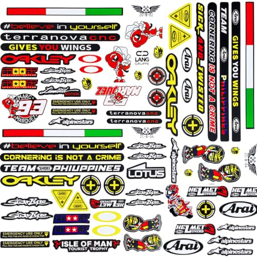 3 Teilig Motorsport Aufkleb Motorrad Fahrrad Racing Tuning Aufkleber Set | Motocross Helm Vinylaufkleber Sticker Geeignet für Motorräder, Skateboard, Auto, Rollerhelm und Geländemotorräder(F)