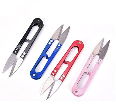 CHFYIJYHM Mehrfarbige Trimm-Nähschere, Zange, U-förmige Schere, Garn, Edelstahlschere, Schneider, 10,5 cm x 2,3 cm(Multicolor)