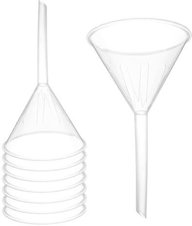 PATIKIL 3.5 Inch Embudo De Plástico Transparente 8 Pcs Embudo De Transferencia Multiusos Con Boca Ancha Y Pico Largo Para Llenar Botellas De Agua Líquido Laboratorio Especias Polvo Aceite