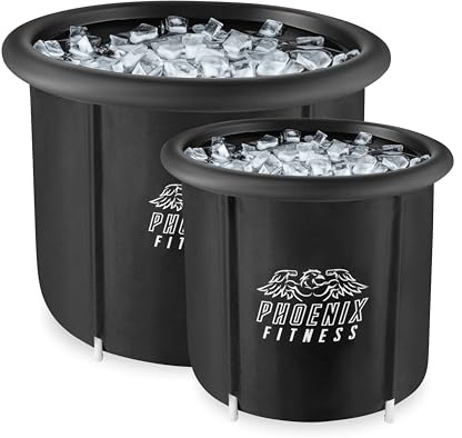 Phoenix Fitness Ice Bath Tub with Lid - Large Cold Water Therapy Recovery Pod for Indoors and Outdoors - Portable Ice Bath Plunge for Athletes, Men & Women - Black, 420 Litre