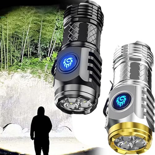 UZIPZ Three-Eyed Monster Mini Flash Super Power Flashlight,3 Eyed Monster Mini Flashlight,Thumb Sized Flashlight from Germany, Florest4sale Flashlight (Silver+Black)