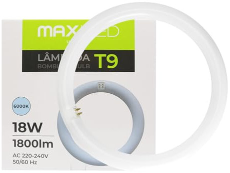 Maxled, Light is Led! T9 Tubo LED Circular G10Q, Ø30cm 18W 1800LM 6500K Blanco Frío, Alternativa a Las Lámparas Fluorescentes Clásicas T9 Bombilla Redondo PC 230V Optimo Consumo Energético