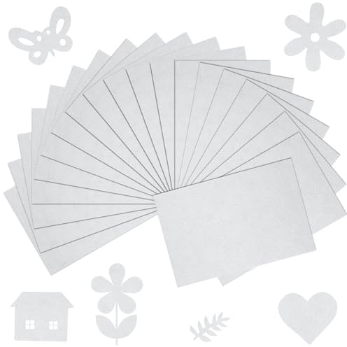 BOUBONI 20/40 Stücke Filzstoff Basteln 20X30CM Farbig Filzplatten Filz zum Basteln Vliesstoff Stoff Filzplatten zum DIY Handwerk Nähen Manual Decoration rojekte Patchwork (20, Weiß)
