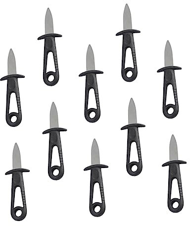 Cabilock 24 Pezzi Coltelli Apri Ostriche Professionali in Acciaio Inox, Manico Antiscivolo, per Cucina e Feste, Morsetto per Ostriche