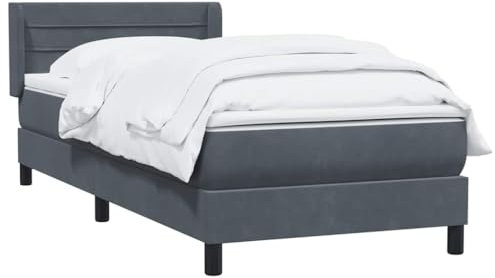 vidaXL Ramsäng med madrass mörkgrå 90x210 cm sammet, Säng, Sängbotten, Enkelsäng, Sovrum Möbler, Säng Stomme, Stoppad säng, Sammet Säng
