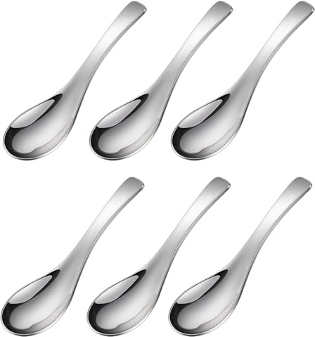 6-Piece Stainless Steel Dinner, Soup, Coffee & Dessert Spoons Set – Mirror Polished, Round Edges, Dishwasher Safe – Perfect for Home & Restaurant Use