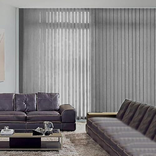 Vertical Blackout Window Blinds Privacy Track Slats Set with Adjustable UV Protection Gray Fabric Curtain for Patio Sliding Glass Door Decoration 1.2x1.5M