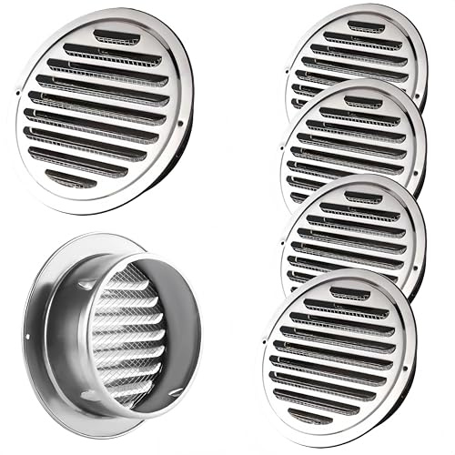 HJYDGJ Grille d'aération ronde en acier inoxydable avec protection contre les insectes - 4 groupes - 100 mm