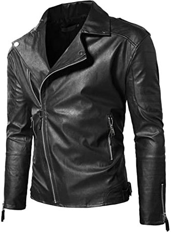 Giacca di Pelle Uomo, Giacca Bomber da Uomo con Chiusura Lampo, Casual, per Motociclisti Giubbotto con Colletto Rialzato Giubbotto Chiodo Giacca Baseball Chiodo Pelle Uomo