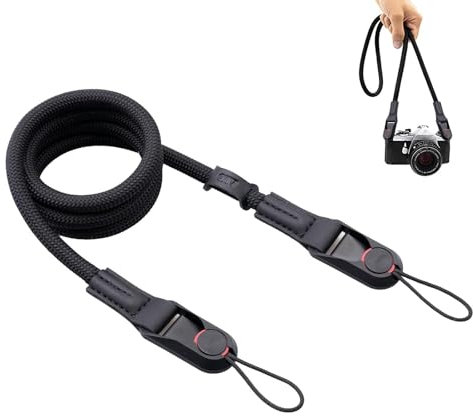 Nevoluxer Correa para Cámara Ajustable, Correa de Hombro con Hebilla Rápida, Clip de Seguridad para Cámaras Digitales/Mirrorless (Negro)