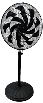 Bilake Ventilador de Pie Industrial Centurión Metal | Altura Regulable 132-160cm | Motor AC 3 Velocidades | Oscilante y Fijo | Cabezal Orientable | Talleres y Naves (300W | 65Ø cm)