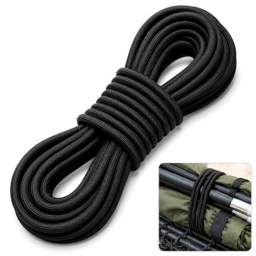 Elastische Gummiseil 10 m, Schwarzes Haltbares Expanderseil, Gummischnur | Schneidbares Gummiseil für Anhängerplane, Zeltaufbau, Camping, Plane, Rucksack, Hut 4 mm