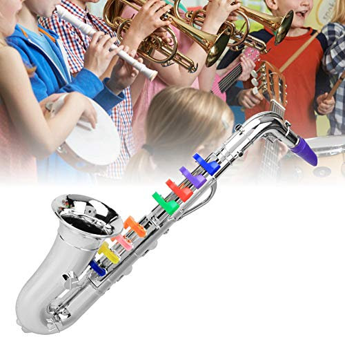 CHICIRIS Bunte Kinder Saxophon Spielzeug Mini Saxophon Saxal Musical Instrument Toy für Kinder (Silver)