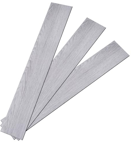 36pcs Vinyl Flooring Self Adhesive, Floor Planks Wood Effect Peel and Stick Floor Tiles, PVC Waterproof Floor Divider Strip, For Bedroom Bathroom Floor Tiles Self Adhesive, 5.02 m²(91X15cm)