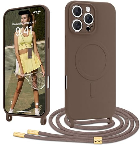 Ethanger Handyband für iPhone 16 Pro Hülle mit Band, Braun