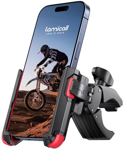 Lamicall Support Téléphone Vélo, Support Téléphone Moto - [1S Verrouillage] 360° Rotation, Ne Bloque Pas Caméra, Stable & Sûr, pour iPhone 17/16/15/14/13/12/11, Huawei, 4,7-7 Smartphones