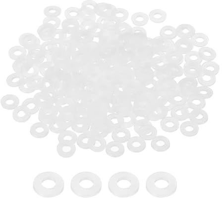 PATIKIL Rondelle piatte in nylon M3, 200 pezzi, diametro interno 3 mm, diametro esterno 7 mm, spessore 1 mm, guarnizione rotonda in plastica, distanziatori per bulloni, viti, tubo dell'acqua, bianco